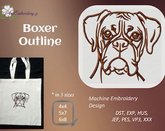 Boxer Outline - Machine Embroidery Design in 3 sizes