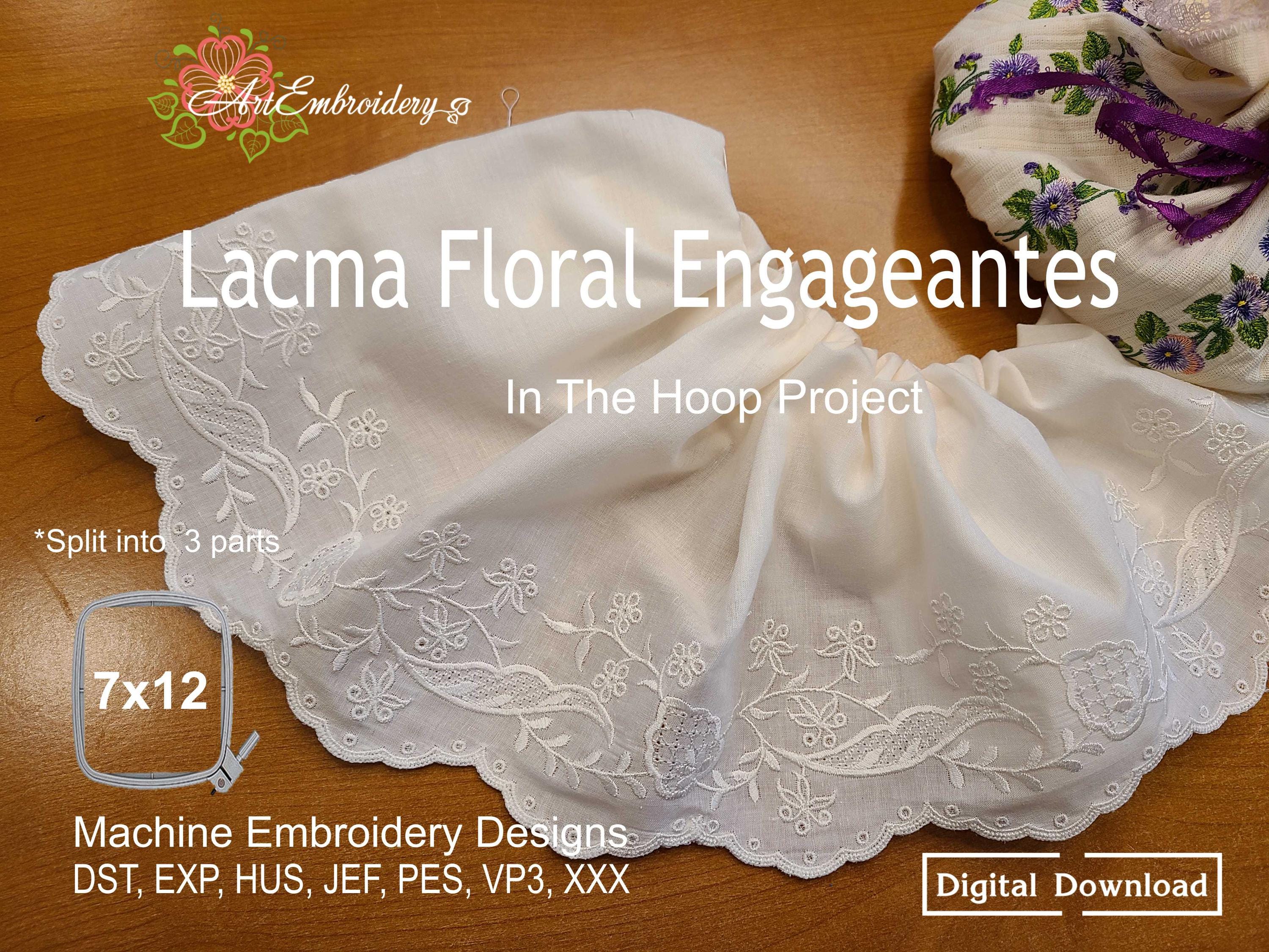 Floral Engageantes Sleeve Ruffles: 18th Century Embroidery Design 
