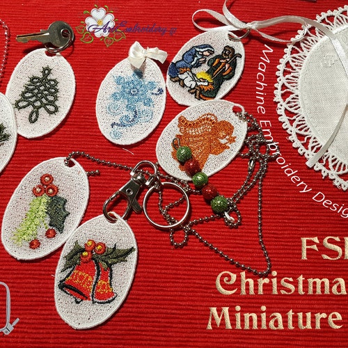 FSL Christmas Miniature 1  Machine Embroidery Designs Set of 7 designs for hoop 4x4"