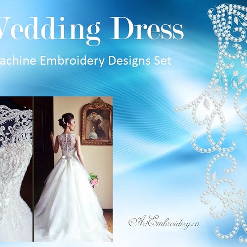 Wedding Dress Elegant Lace Embroidery Designs Set Etsy