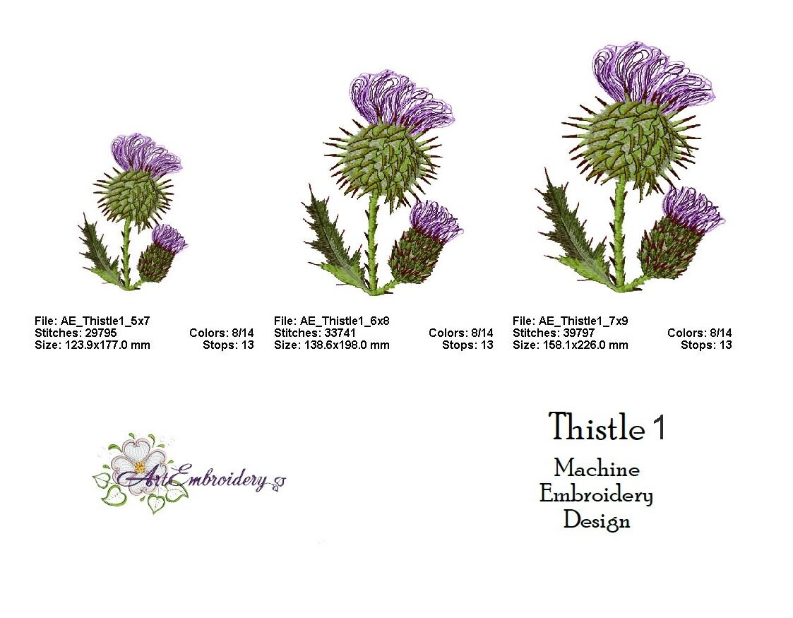 Thistle - Realistic Flower Machine Embroidery Design in