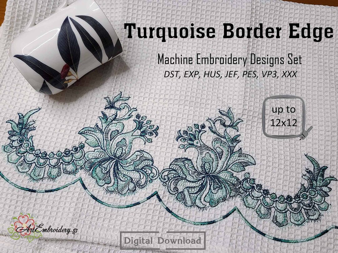 Turquoise Border Edge – Machine Embroidery Designs Set From