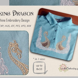 Dragon viking - motif de broderie Machine (assemblé et divisé) en 2 tailles pour cerceau jusqu&#39;à 8 x 10