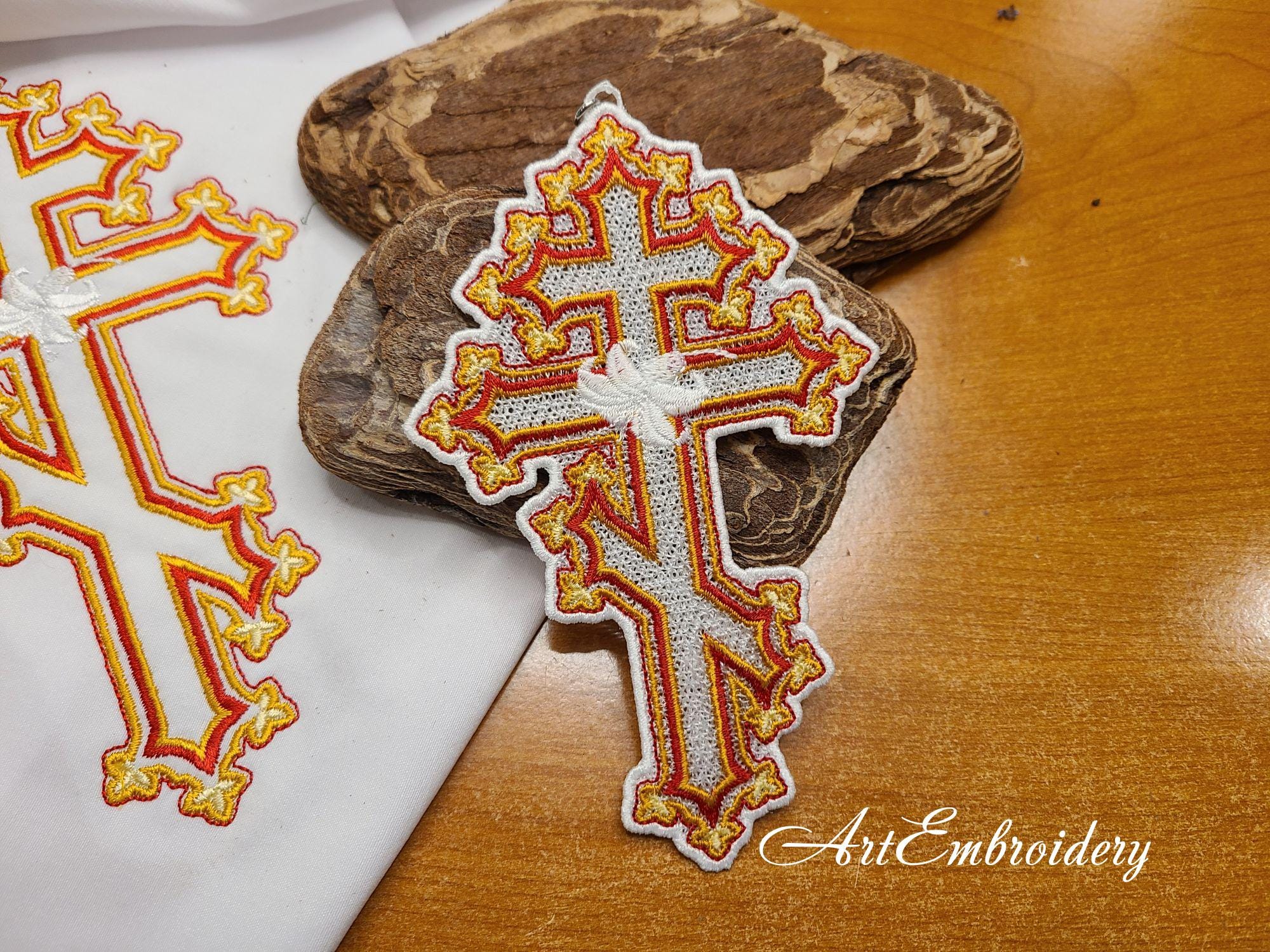 FSL Orthodox Cross - Machine Embroidery ITH Lace Design, 2 Sizes, Hoop ...