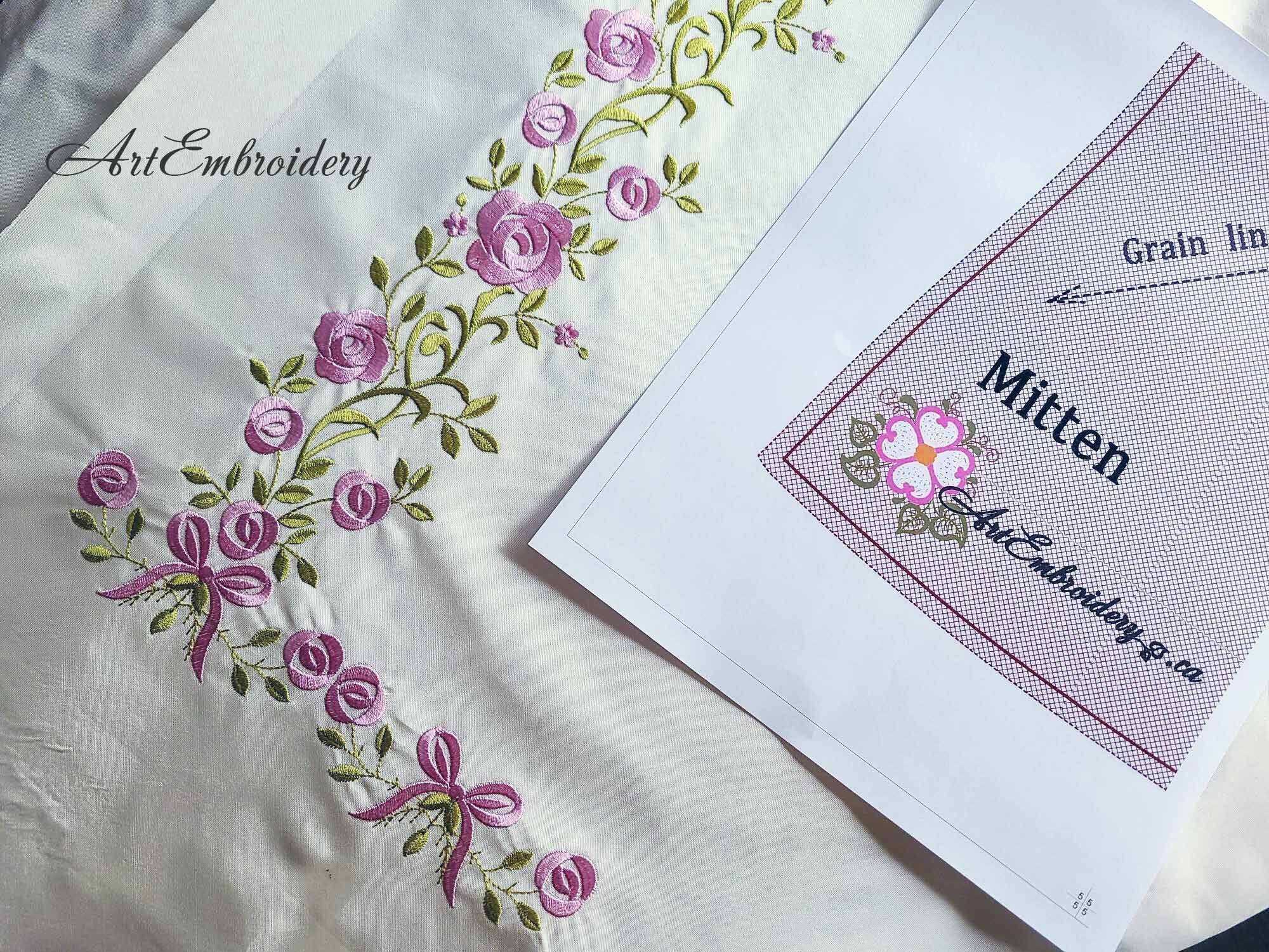 Roses Mittens Machine Embroidery Designs: 18th Century Costume