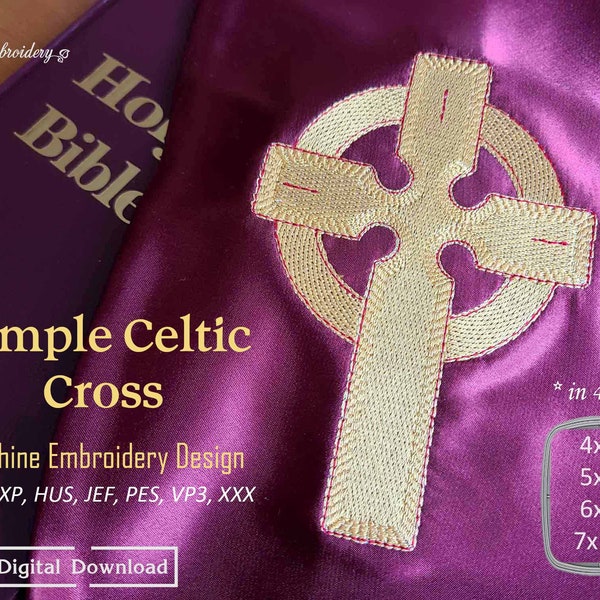 Simple Celtic Cross - Machine Embroidery Religious Design in 4 sizes for hoop hoop 4x4", 5x7", 6x8" and 7x11"