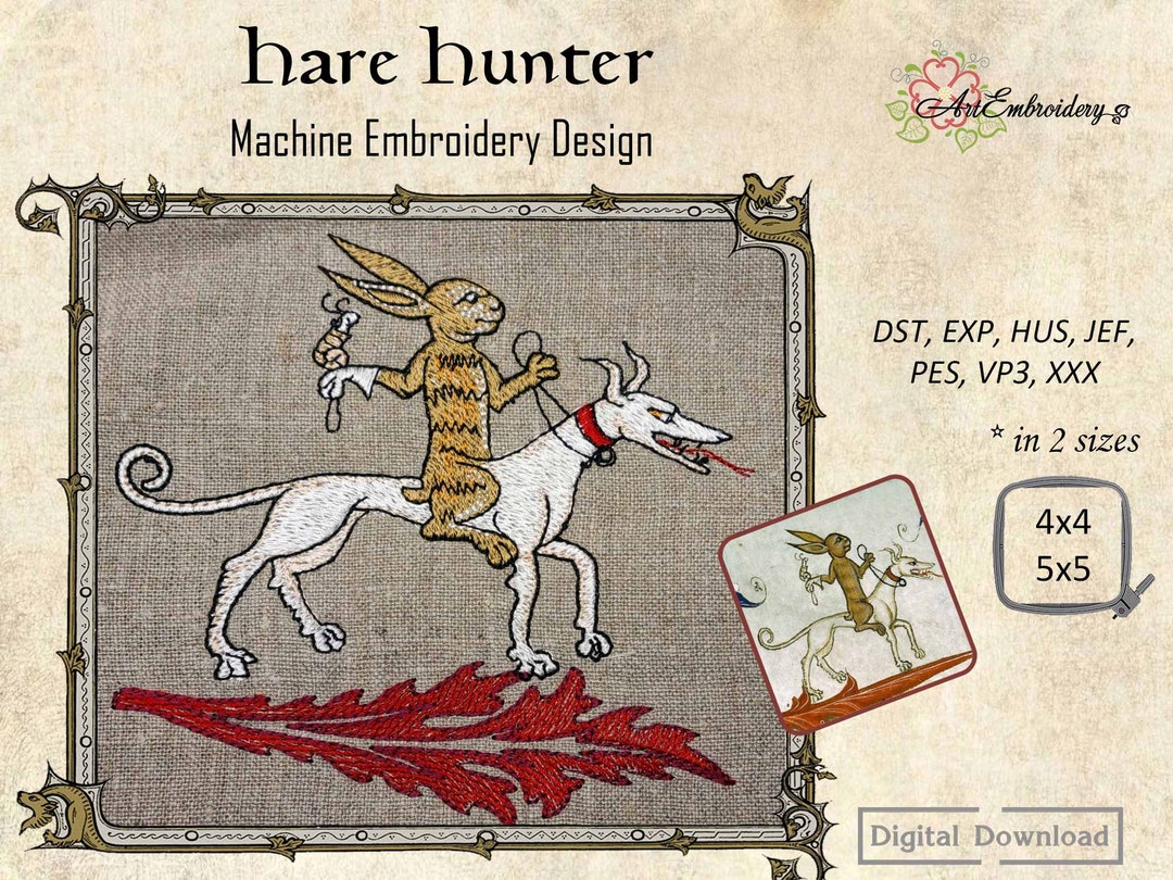 Hare Hunter – Machine Embroidery Beast Design in 2 Sizes for