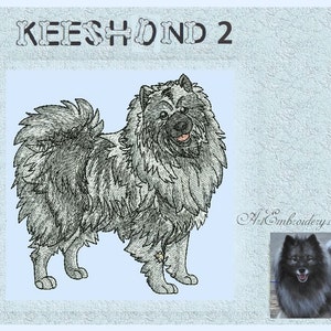 Keeshond 2 - Machine Embroidery Animal Dog Design  in 2 sizes for hoop for hoops 4x4&quot; and 5x5&quot;