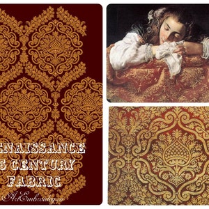 Renaissance (Italian or Spanish) Fabric Pattern - Embroidery Designs Set for Historical Elizabethan, Tudor Costumes