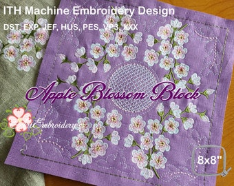 Apple Blossom Block - Machine à broder ITH Quilt Design pour cerceau 8x8 ».