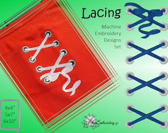 Lacing 78 mm width - Machine Embroidery Designs Set for a multiple hoop