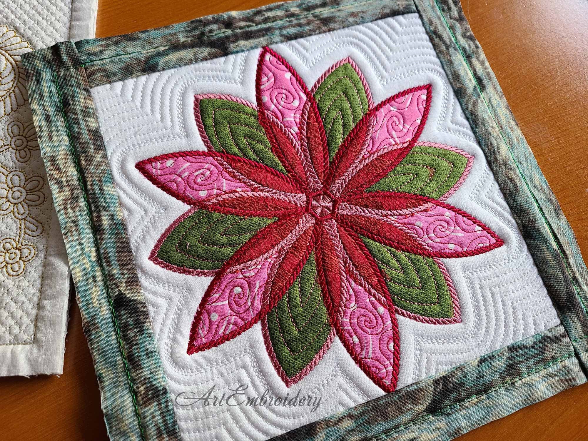 Floral Field Quilt Block 1 Machine Embroidery Applique Star Flower Floral Field Quilt Block 1 Machine Embroidery Applique Star Flower