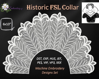 FSL Collare per costumi storici, progetto ITH - Set di disegni per ricamo a macchina per telaio 6x10"