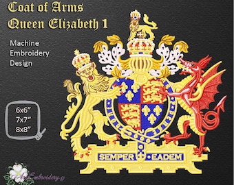 エリザベス1世の紋章 - 機械刺繍デザイン（6x6、7x7、8x8） - Etsy 日本