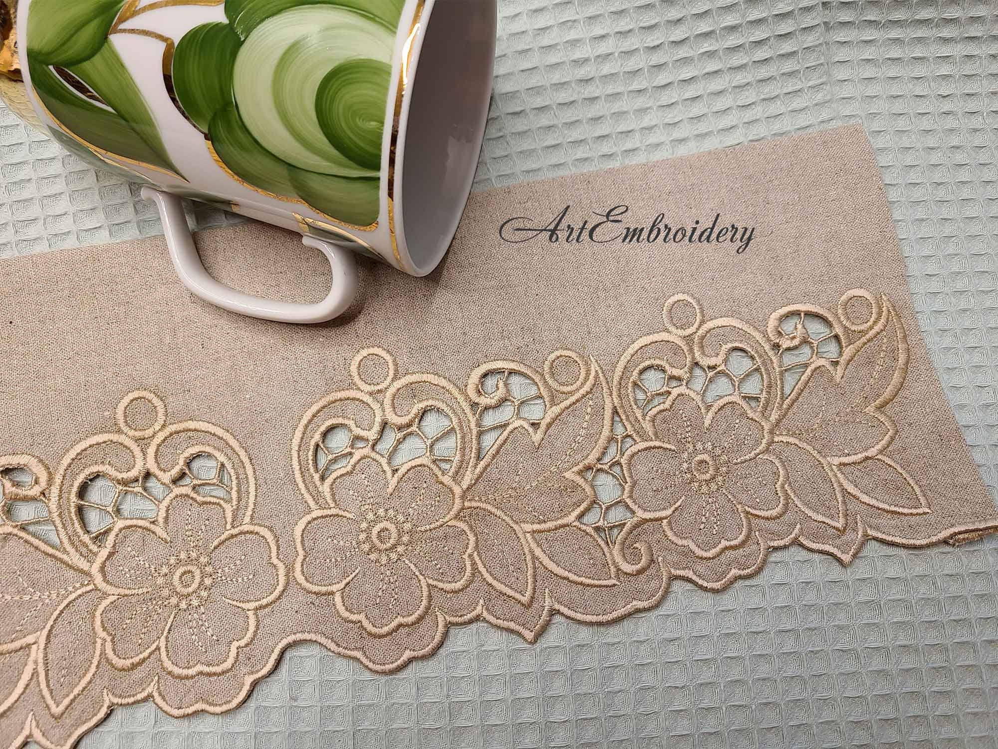 Nico Floral Cutwork Border - Machine Embroidery Design, Hoop 5x7