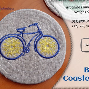 Fahrrad Untersetzer Maschinenstickerei: 3er Set ITH 20x20cm