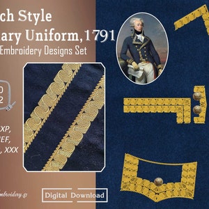 Diseños de bordado de uniformes militares franceses: histórico, 1791 (6x10, 8x12) (Descarga digital)