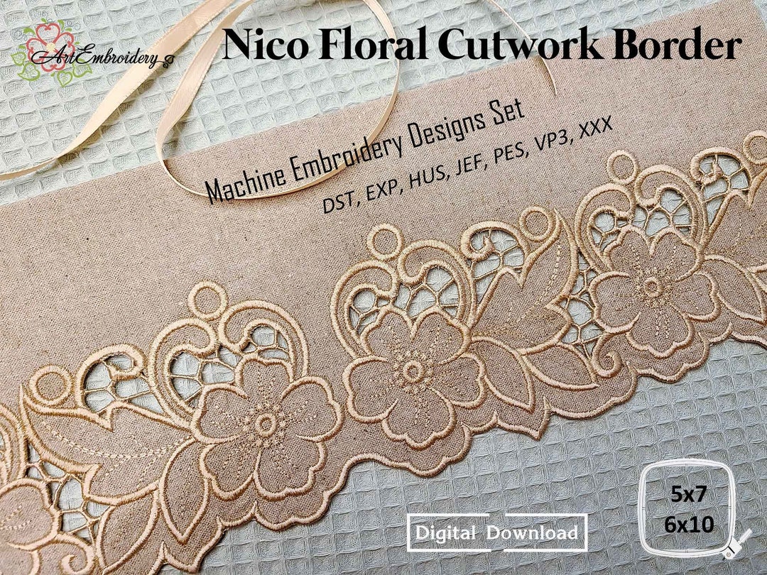 Nico Floral Cutwork Border - Machine Embroidery Designs Set