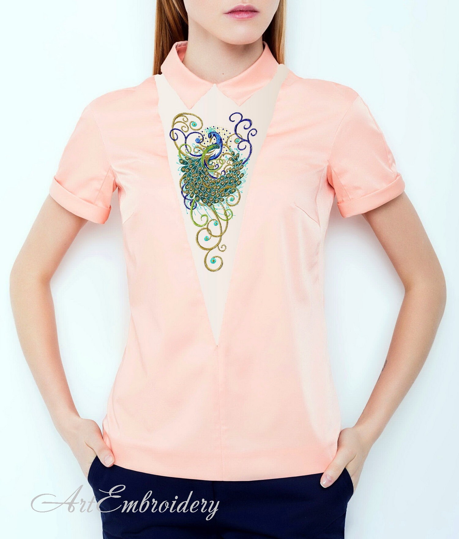 Java Peacock Pattern Peacock Stomacher, Java, Green Peafowl - Machine Embroidery Design for ...