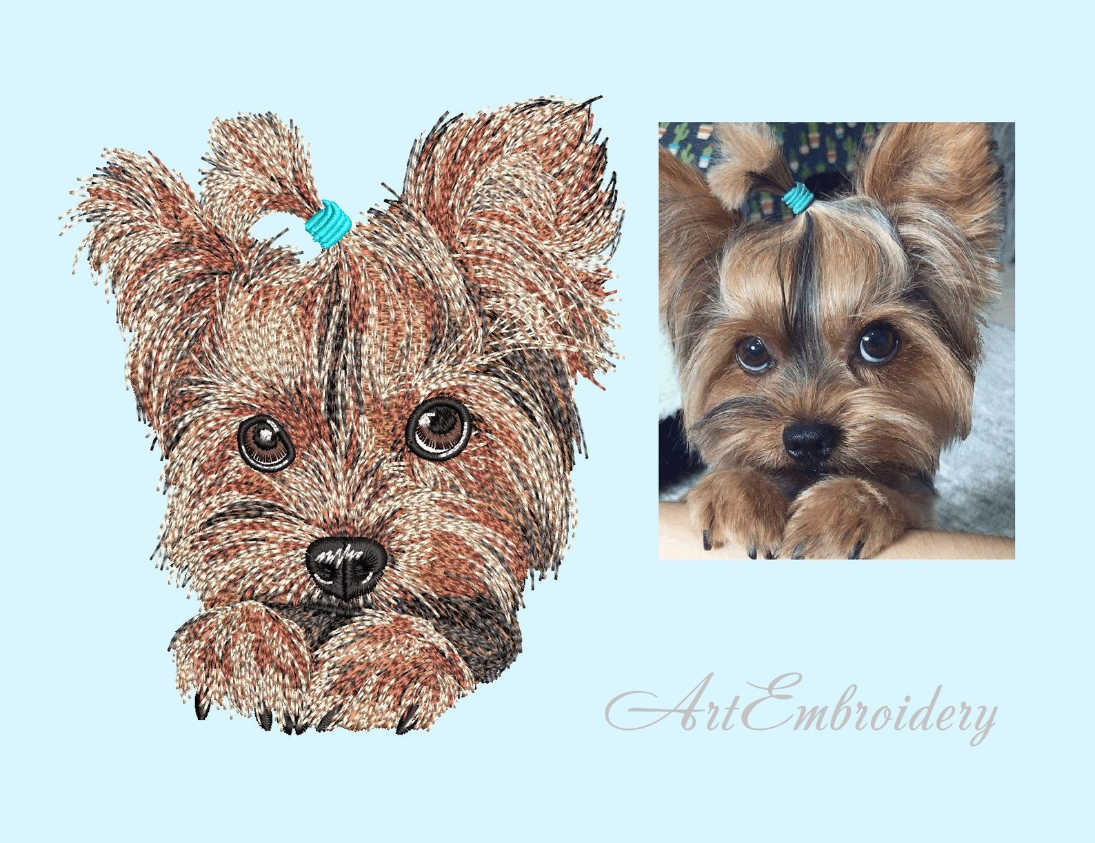 Shy Yorkie Machine Embroidery Design in 3 Sizes Etsy UK