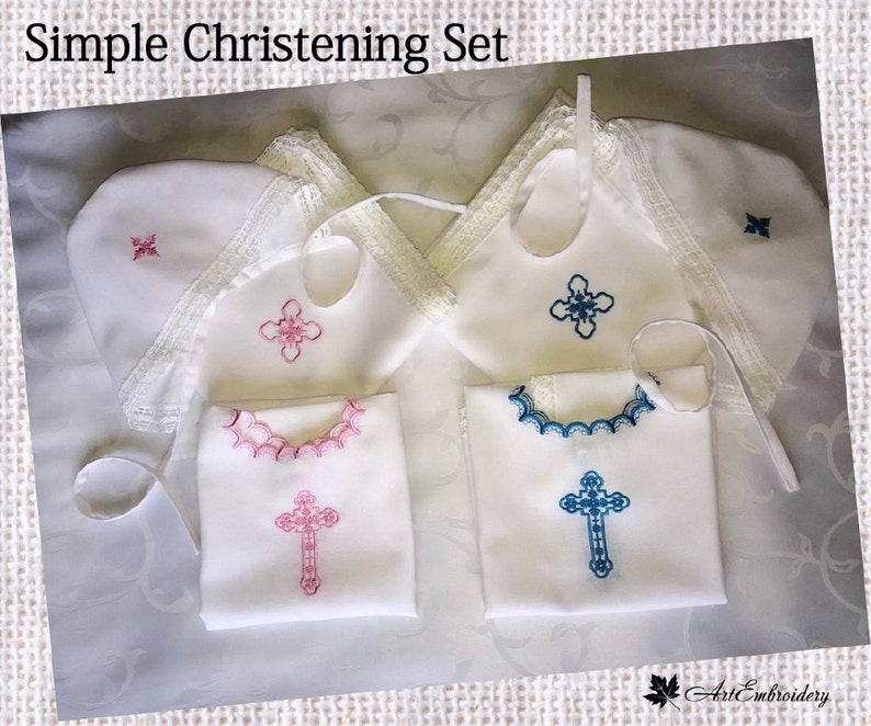Simple Christening Embroidery Designs Set Etsy