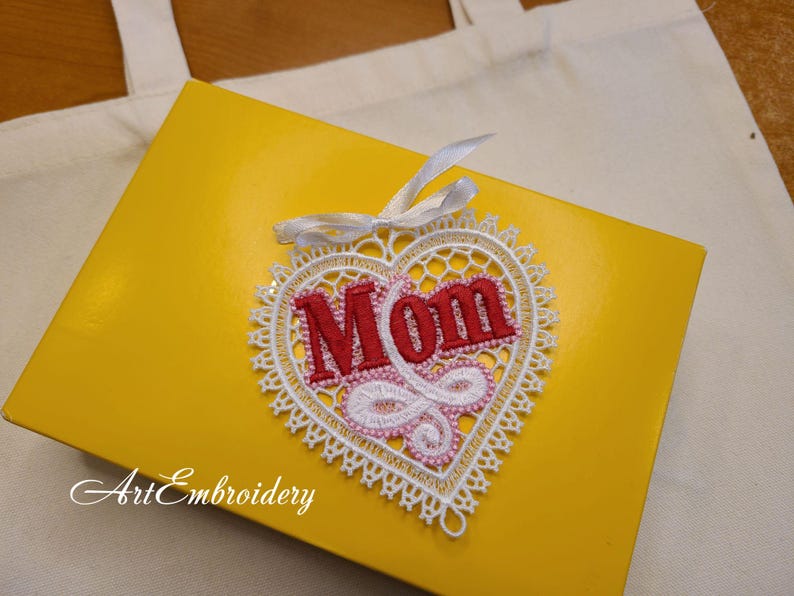 FSL "i Love You Mom" Heart – Machine Embroidery Lace Designs – Project ...