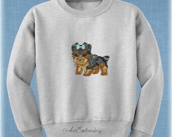 ヨークシャー・テリア - 犬の機械刺繍デザイン 2サイズ、フープ4x4と