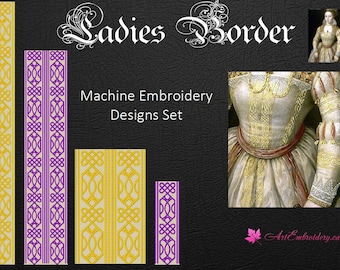 16th Century Ladies Borders: Historical Embroidery Designs (5x7 to 8x12" Hoop)