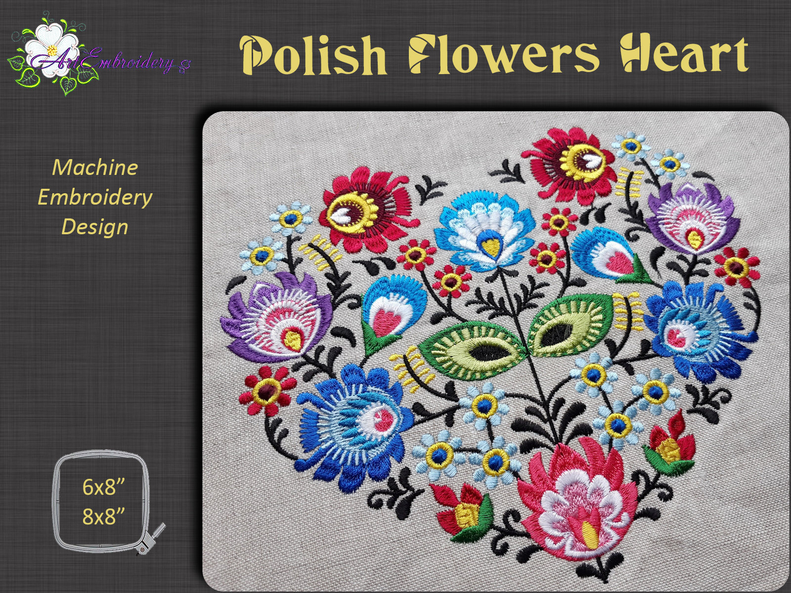Polish Ethnic Flowers Heart Machine Embroidery Ethnic Design - Etsy