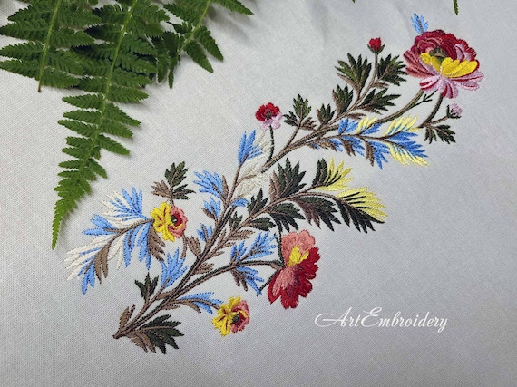 Rococo English Flower Wave Border- Machine Embroidery Designs