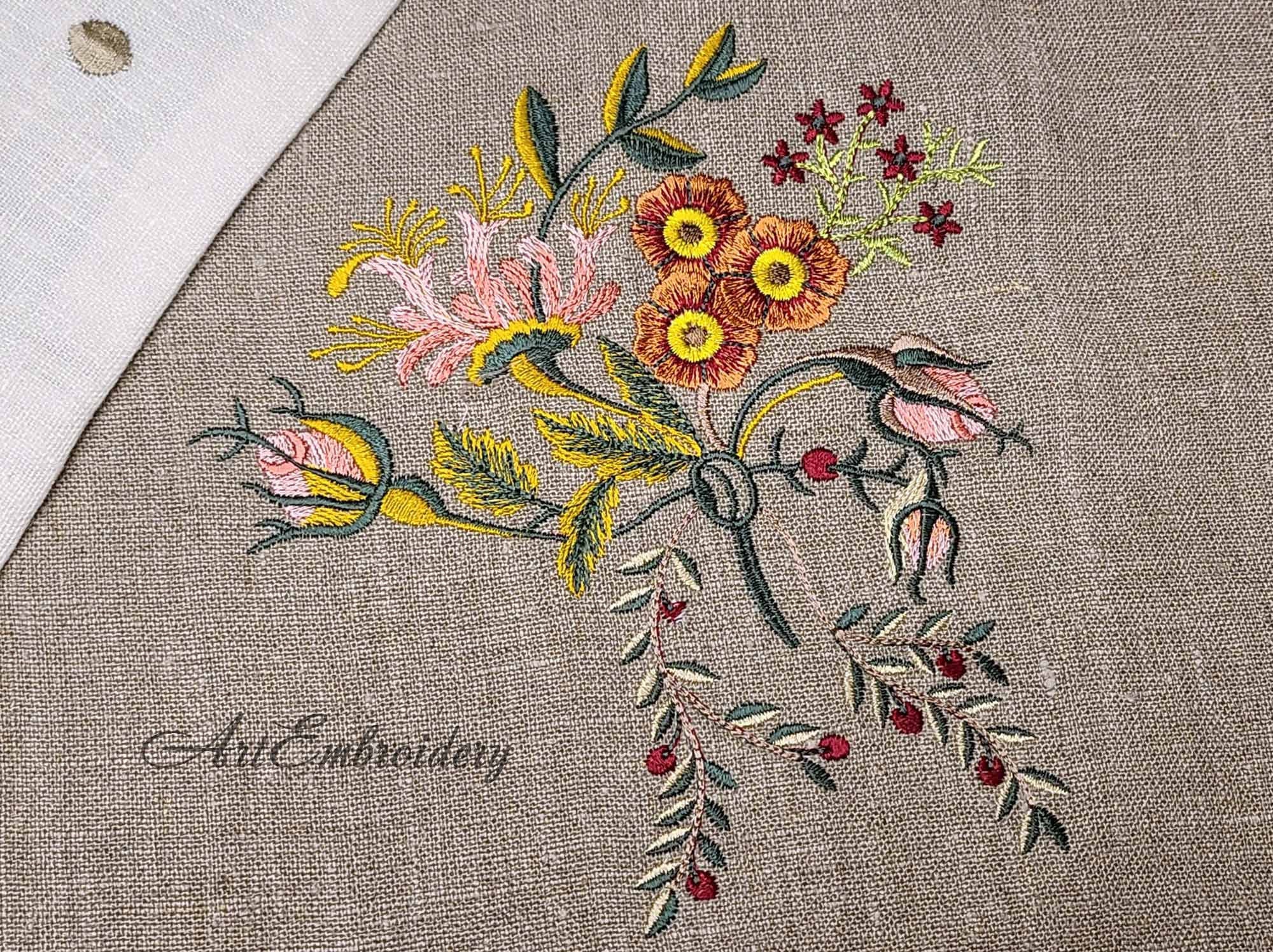 Vintage Bouquet - Machine Embroidery Designs Set for Hoop 4x4