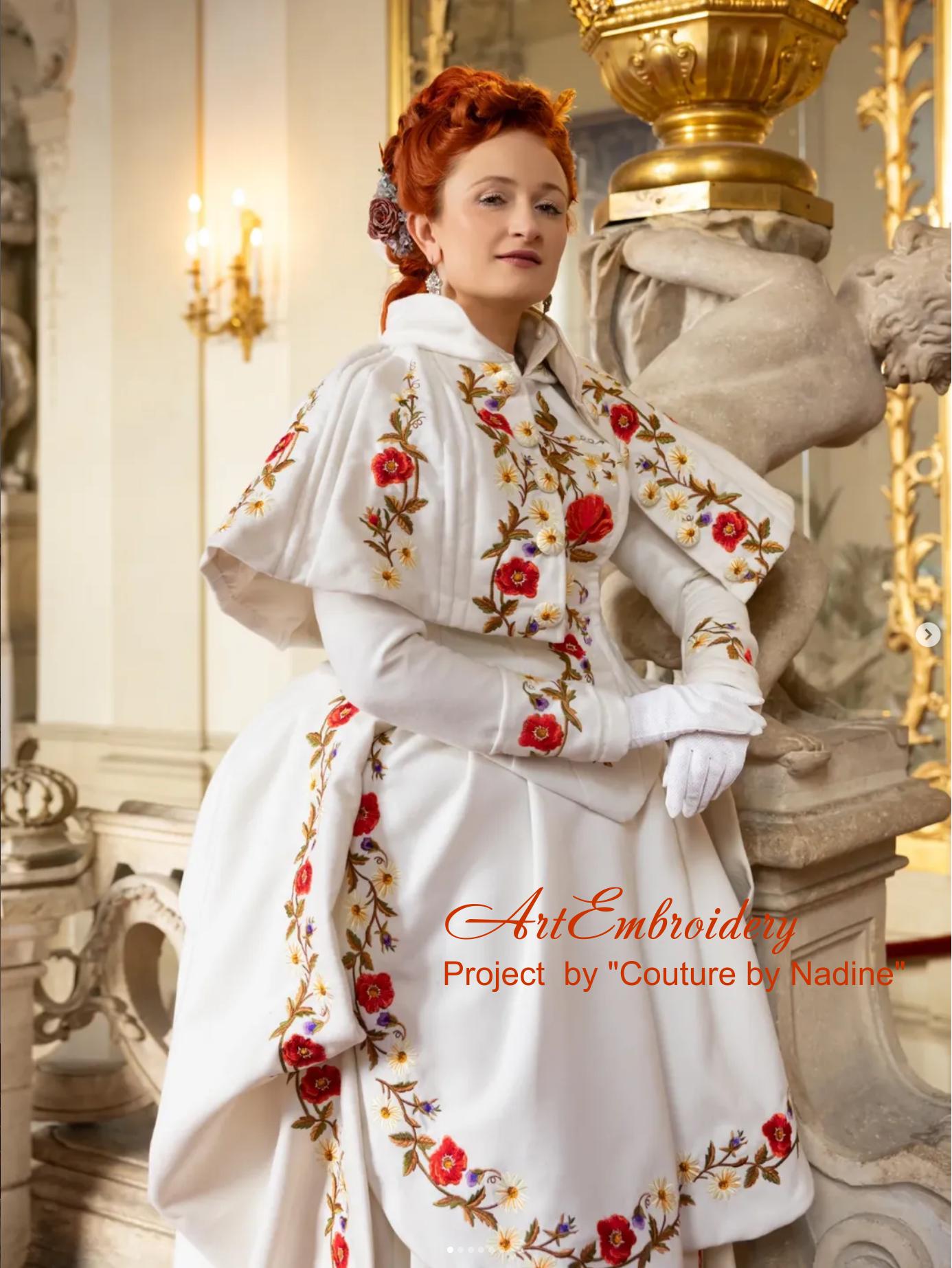 Victorian Floral Winter Floral Dress - Machine Embroidery Design