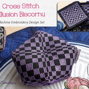 Cross Stitch Illusion Biscornu ITH Project Machine Embroidery Designs Set for hoop 5x5&quot;