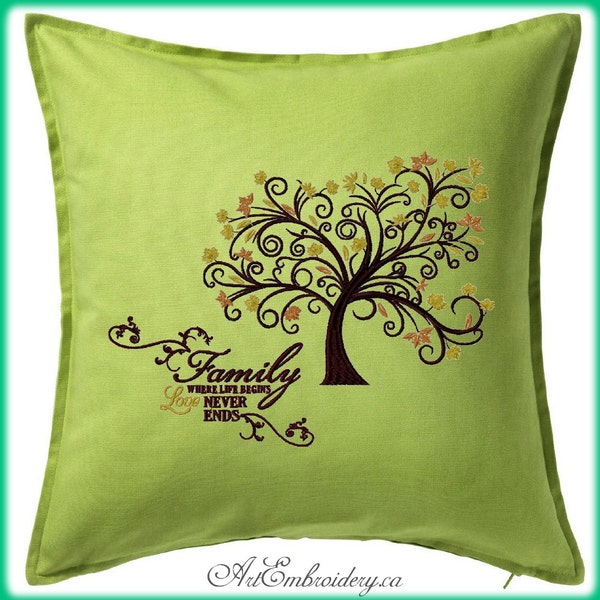 Family Tree with Quote "Family, Where Life Begins Love Never Ends"- 3 Machine Embroidery Designs Sets in 6 sizes for hoop 6x8", 6x10", 8x10"