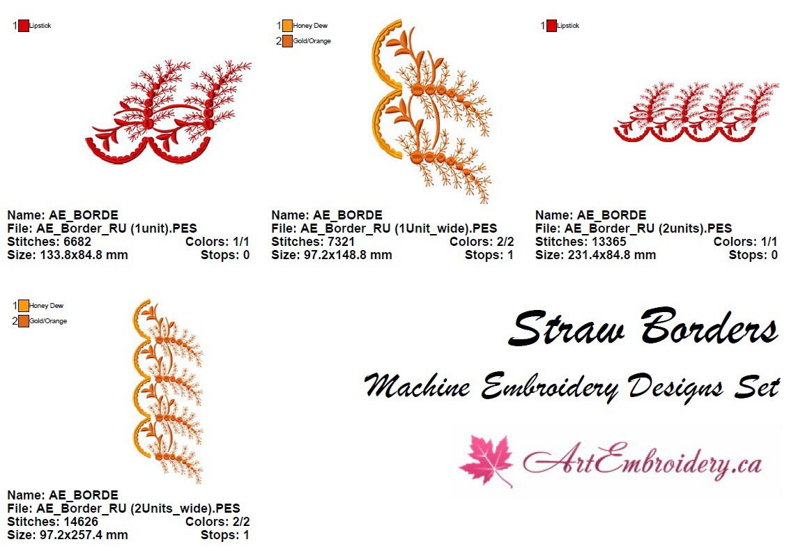 Straw Shape Border Straw Borders Machine Embroidery Design: 19th Century Dress (4x4 to ...