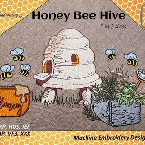 Honey Bee Hive - Machine Embroidery Designs Set in 2 sizes for hoop sizes from 4x4&quot; up to 6x10&quot;