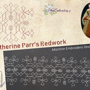Katherine Parr&#39;s Redwork - Machine Embroidery Designs Set mixed sizes from 4x4 up to 8x14&quot; hoop