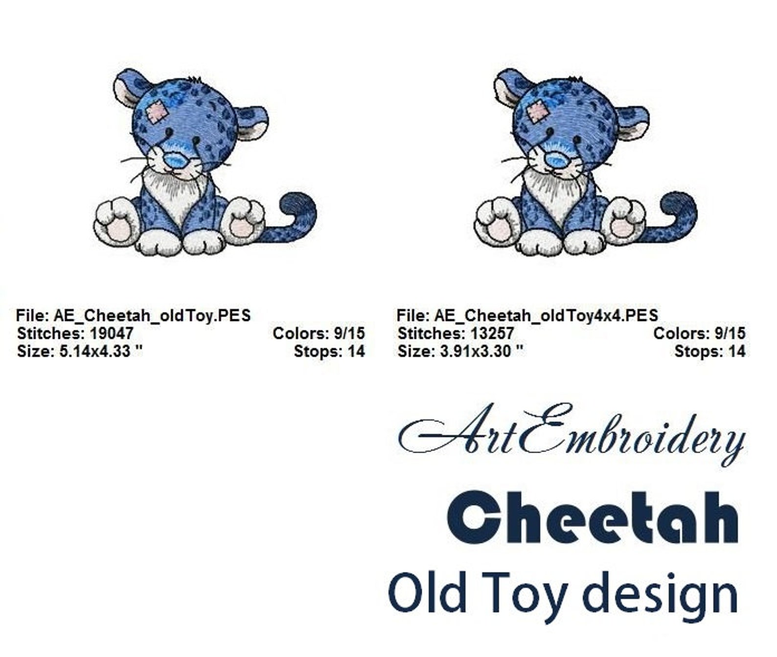 Cheetah Old Toy Machine Embroidery Design in Two Sizes Etsy