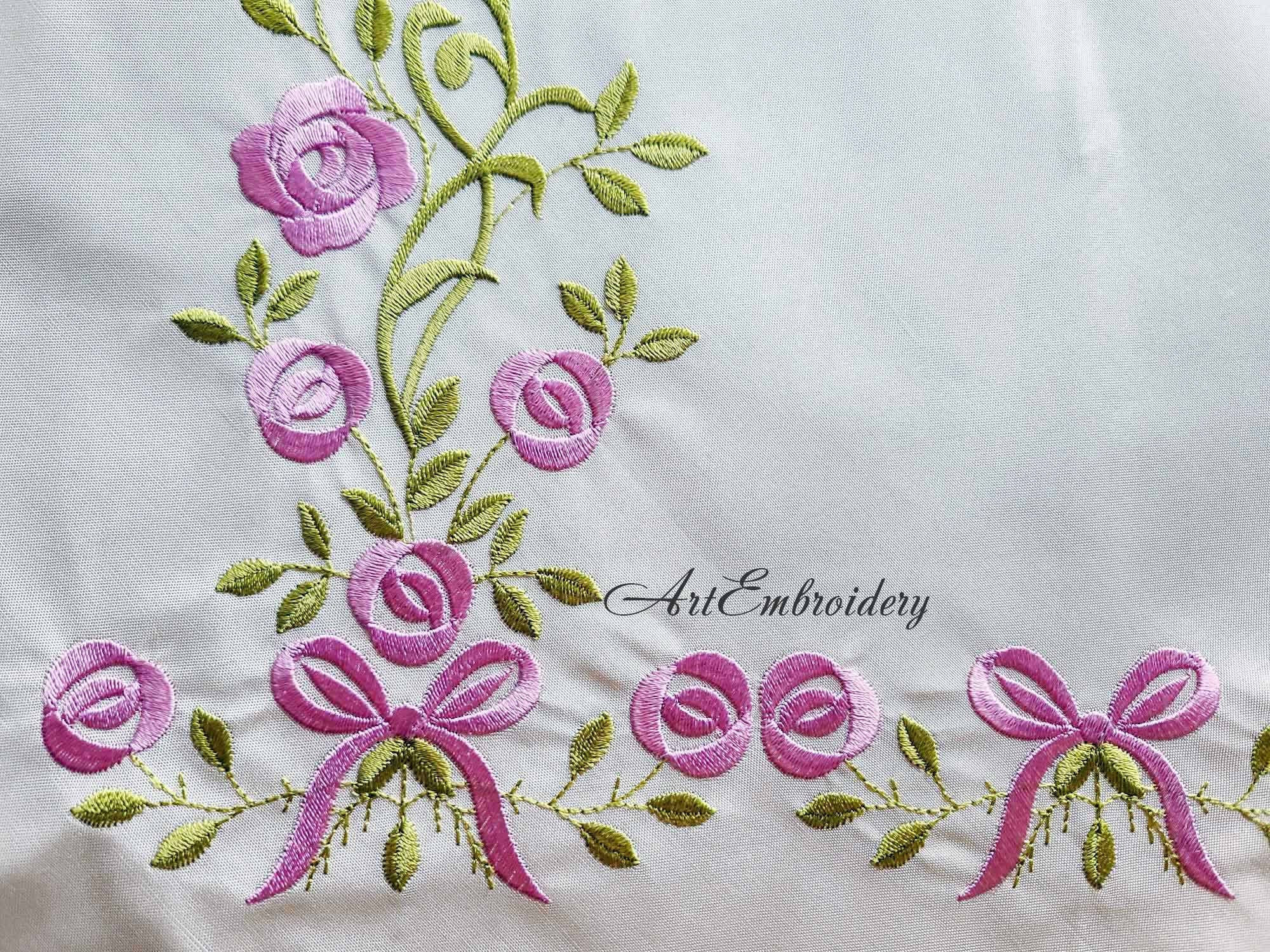 Roses Mittens Machine Embroidery Designs: 18th Century Costume