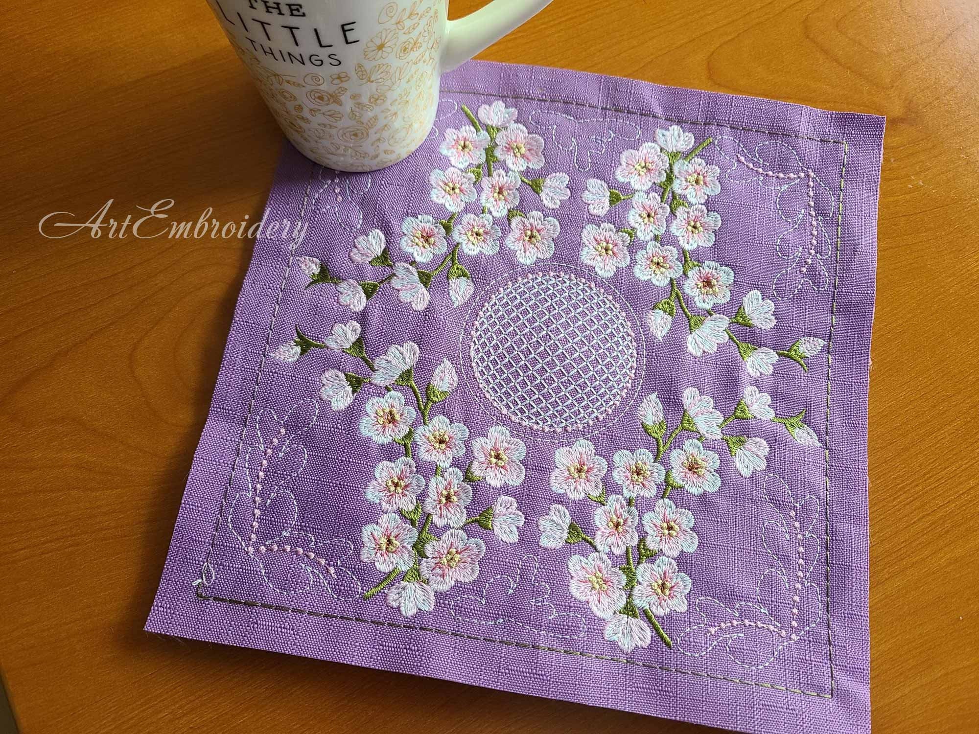 Apple Blossom Block Machine Embroidery ITH Quilt Design for Etsy