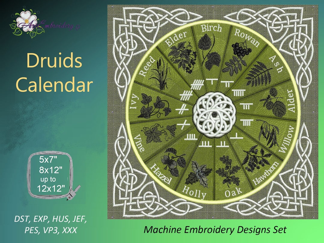 Druid's Calendar Machine Embroidery Design Split for 5x7" and 8x12