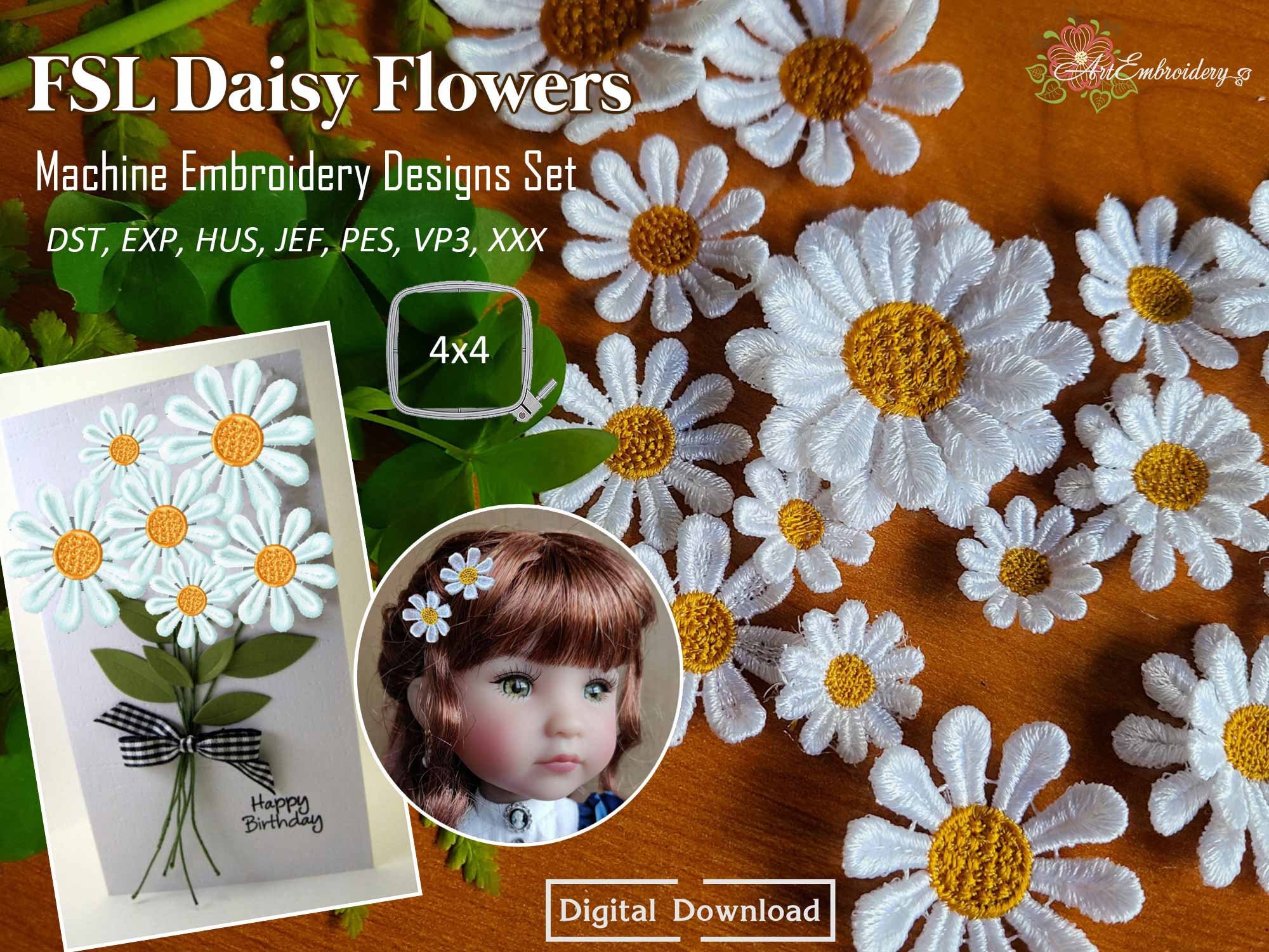 FSL Daisy Flowers - Machine Embroidery ITH Lace Project