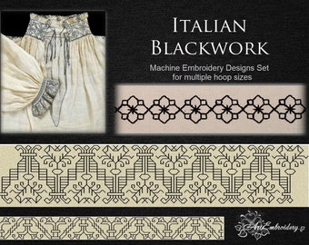 Italian Blackwork Borders  - Machine Embroidery Designs Set of 11 designs for multiple hoop