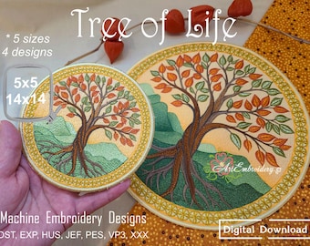 Tree of life - 4 machine embroidery designs, 4 sizes, hoop from 6x6" to 14x14"( digital )