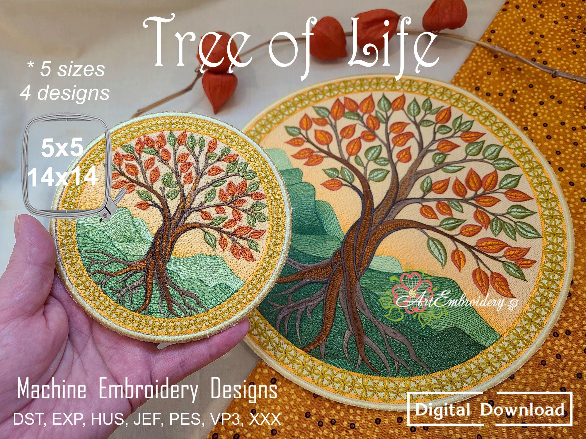 Tree of Life - 4 Machine Embroidery Designs, 4 Sizes, Hoop From 6x6" to ...