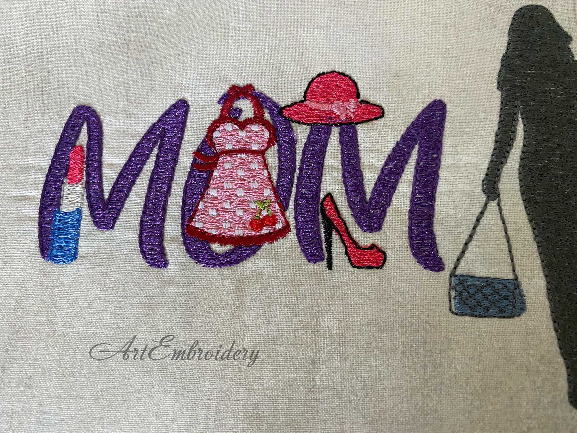 Mom and Dad Word Art Set Machine Embroidery Designs Set for | Etsy