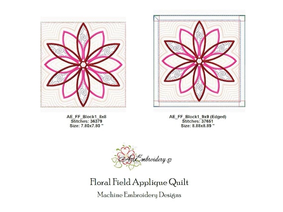 Machine Embroidery Design ITH - Petal Pillow Quilt Block