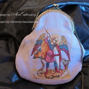 Archangel Michael Slaying the Dragon Machine Religious Embroidery Design in 3 sizes for hoop 5x7, 6x8 and 6x10 image 3