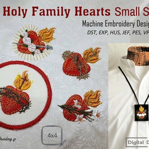 Holy Family Hearts Embroidery Designs: Catholic Religious Set (4x4&quot; Hoop)