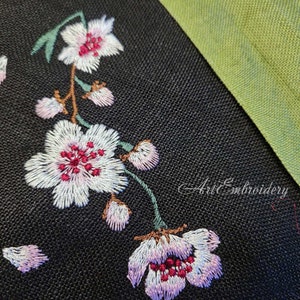 Körsbärsblomskanter - Maskinbroderimönsterset för ring 4x4", 6x8" och uppåt